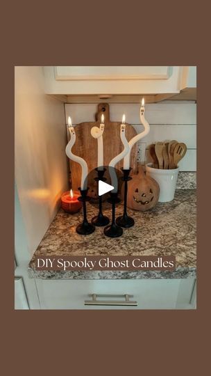 95K views · 45K reactions | DIY spooky ghost candles! 👻 Comment GHOST and I’ll send you links to all of My supplies. These were so simple to make and perfect for Halloween decor!
Get some wax candle sticks. Soak them in warm water about 15 minutes. Then once they have softened up start molding them. Keep them in the water while molding them or they will harden back up and break. Once you are done molding them, draw a spooky face on them and that’s it!!👻

#falldecorations #diyfalldecor #falldecoratingideas #fallhomedecor #falldecorating #diyhalloween #halloweendecoration 
#halloweendecor #spookyseason #halloweeniscoming #spookyseason👻 #halloweencountdown #spookyszn #halloweendiy #easydiy | Morgan Winton | The Citizens of Halloween · This Is Halloween (From "The Nightmare Before Christmas Christmas Candle Crafts, Stick Candles, Candles Halloween, Ghost Candles, Halloween Countdown, Spooky Candles, Halloween Goodies, Fall Crafts Diy, Candle Sticks