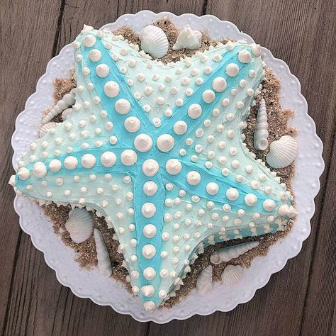 50 Starfish Cake Design (Cake Idea) - March 2020 Starfish Birthday Cake, Star Shaped Cake, Starfish Cake, Fish Party, 10 Birthday Cake, Star Cake, Princess Cookies, Sea Cakes, Cake Designs Images