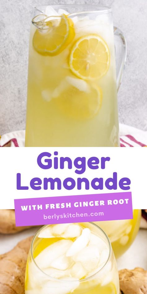 Ginger Lemonade Recipe, Ginger Simple Syrup, Drinks Nonalcoholic, Cold Drinks Recipes, Ginger Lemonade, Iced Drinks Recipes, Tea Drink Recipes, Ginger Drink, Perfect Summer Drink