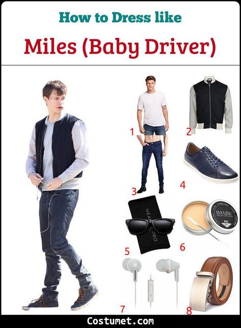 Debora & Baby Driver Costume for Cosplay & Halloween 2021 Baby Driver Costume, Ansel Elgort Baby Driver, Trendy Velvet Dress, Robot Outfit, Driver Outfit, Baby Safari Outfit, Dark Sneakers, Boys Dressing Style, Boys Dressing