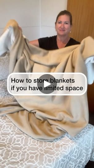 Folding Sheets, Easy Storage Hacks, Store Blankets, Home Safety Tips, Folding Techniques, Space Saving Hacks, Storing Blankets, Heather Morris, Long Cushion