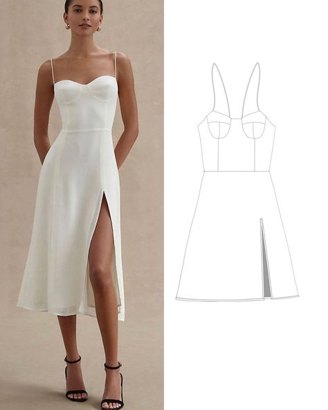 Diy Vetement, Creation Couture, Diy Sewing Clothes, Spaghetti Strap Dress, Clothes Sewing Patterns, Sewing Pattern Sizes, Dress Sewing Pattern, Line Dress, Diy Dress