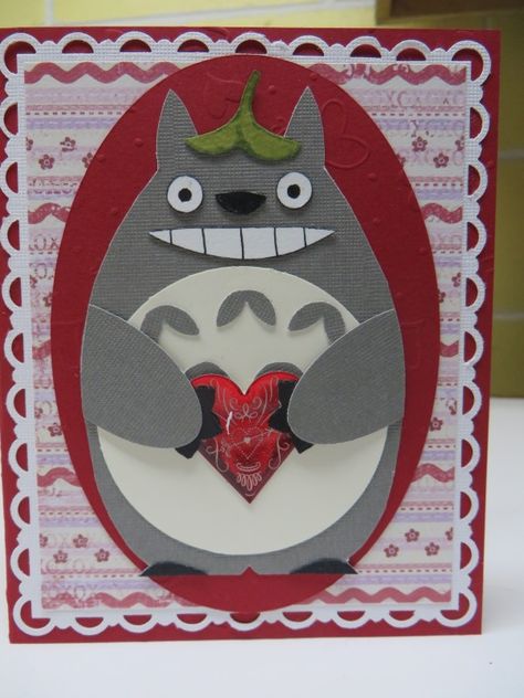 Totoro Gift Ideas, Ghibli Valentines, Totoro Valentine, Studio Ghibli Card Ideas, Totoro Cricut, Totoro Paper Theater, Things To Do When Bored, Create And Craft, Handmade Valentine