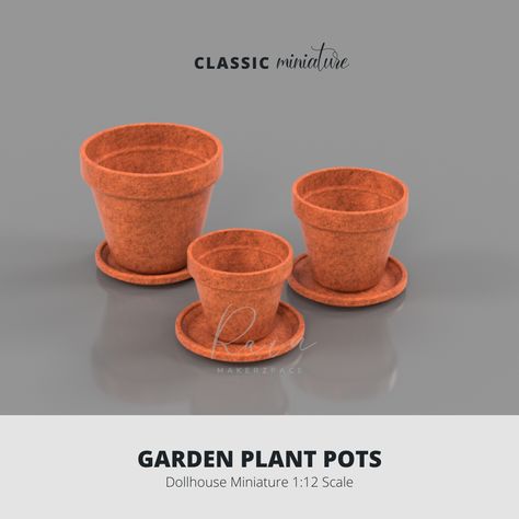 Garden Plant Pots Miniature for Dollhouse, MINIATURE FURNITURE 3D MODEL Giant Doll, Miniature Garden Plants, Dollhouse Garden, Garden Plant Pots, Miniature Gardens, 3d Printing Diy, Backyard Furniture, Classic Garden, Diy Dollhouse Furniture