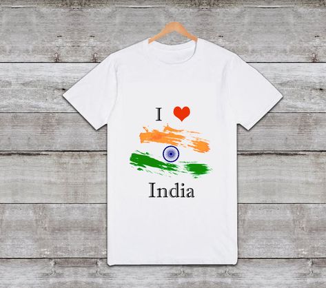 I Love India Baby T-shirt - Customized Tri Colour Tees for Kids - Indian Independence Day Onesie - Newborn Romper/Bodysuit Independence Day Tshirt, Graphic Tees Trendy, Patriotic Kids, I Love India, Printed Tshirts, Mens Printed T Shirts, Indian Independence Day, Indian Independence, Shirt Painting