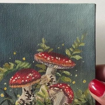 Anju | landscape/floral/seascape painter on Instagram: "A mini commissioned painting 😊 Some mushrooms for the autumn season 🍂🍁🍄 DM to order.. #reelsinstagram #reelvideo #autumnseason #mushroompainting #commissionpainting #commissionpainter #reel #ａｅｓｔｈｅｔｉｃ #minipainting" Painting Mushroom, Commission Painting, Autumn Season, Mini Paintings, Fall Season, Instagram A, Painter, Stuffed Mushrooms, Paintings