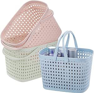 Frcctre 3 Pack Portable Shower Caddy Basket, Plastic Storage Baskets with Handle, Plastic Tote Storage Basket Toiletry Organizer for Bathroom, Kitchen, Pantry, College Dorm Dorm Blue, Tote Organizer, Cleaning Caddy, Organizer For Bathroom, Plastic Shower, Bathroom Basket Storage, Portable Shower, Plastic Baskets, Getting Rid Of Clutter