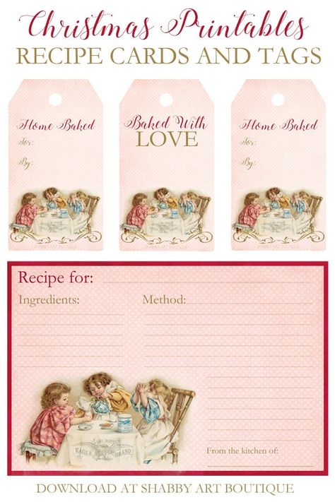 Vintage Recipe Cards, Groceries List, Christmas Recipe Cards, Shabby Art Boutique, Funny Printables, Recipe Cards Template, Art Boutique, Christmas Recipe, Printable Recipe Cards