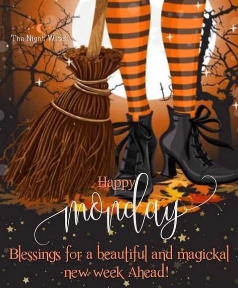 Good Morning Fall Happy Monday, Monday Halloween Humor, October Monday Quotes, Happy Saturday Halloween Images, Fall Monday Morning Quotes, Monday October Quotes, Halloween Monday Quotes, Monday Fall Quotes, Happy Monday Witches