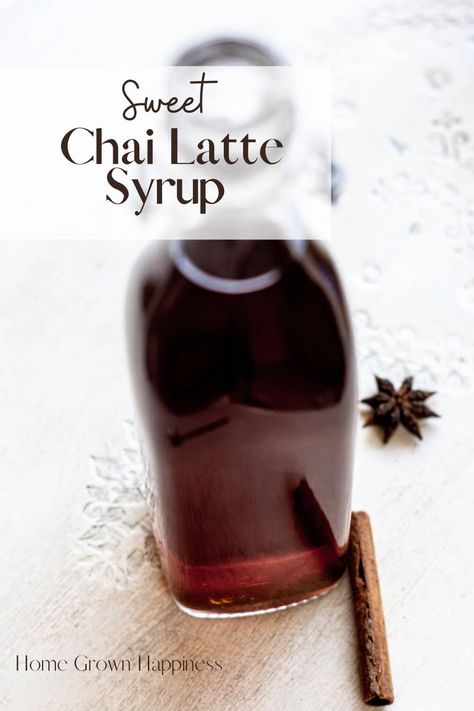 Chai Latte Syrup Homemade Chai Syrup, Latte Syrup Recipe, Chai Syrup Recipe, Tea Syrup Recipe, Homemade Chai Latte, Chai Syrup, Hot Chai Tea, Chai Latte Starbucks, Lattes At Home