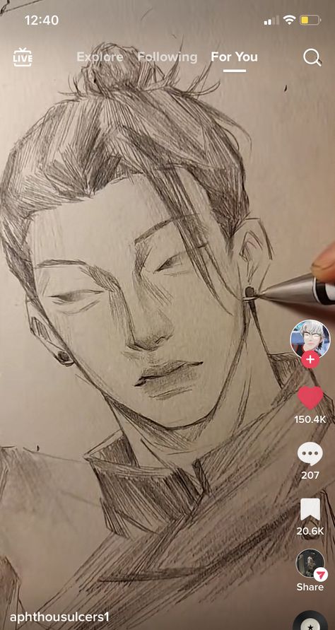 Drawing Reference Sketch, Male Character Sketch, Hair Styles Men Drawing, Pout Face Drawing, Japanese People Drawing, Drawing Concepts, Jjk Characters Drawing, Getou Suguru Drawing Sketch, Chose Side Profile