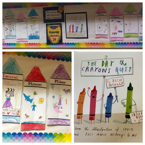 A fun and easy first day of school activity. The Day the Crayons Quit. Hilarious book and my class LOVES it. #beginningofschool #crayons #personificationatitsbest #mycrayonvoicesareveryentertaining The Day The Crayons Quit, Day The Crayons Quit, First Day Of School Activity, First Day Activities, First Week Of School Ideas, First Days Of School, First Day Of School Activities, School Activity, Kindergarten First Day