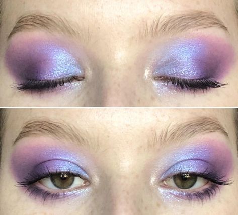 Dreamy Purple Makeup, Purple Iridescent Eyeshadow, Blue Iridescent Makeup, Purple Iridescent Eye Makeup, Purple Iridescent Makeup, Purple Looks Makeup, Blue Purple Makeup Looks, Blue Purple Eye Makeup, Makeup For Purple Hair