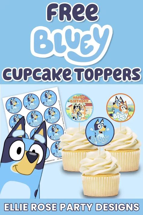 Click to find out more about our FREE Bluey Cupcake Topper Printables Bluey Birthday Party Thank You, Free Cupcake Toppers Printable, Bluey Cupcake Topper Printable, Bluey Cupcake Toppers Free Printable, Free Bluey Birthday Printables, Bluey Party Printable, Bluey Birthday Party Printables, Bluey Birthday Cupcakes For Girl, Bluey Cupcakes Ideas