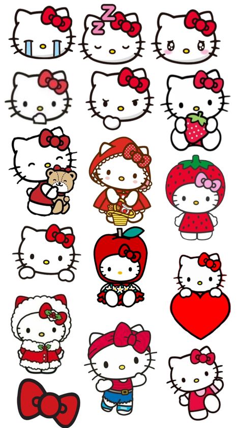 Red hellokity stickers Red Cute Stickers, Hello Kitty Stickers Free Printable, Red Stickers Printable, Hello Kitty Emotes, Hello Kitty Stickers Printable, Hello Kitty Prints, Sticker Ideas Aesthetic, Sticker Hello Kitty, Stickers Hello Kitty