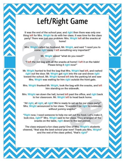 Printable End of School Game: Left Right Game Instant Download Teal Chevron - Etsy The Left Right Game, Left Right Story Game Funny, Reunion Activities, Left Right Game, Left Right Center, Graduation Games, Picnic Games, Bingo Party, Ladies Group