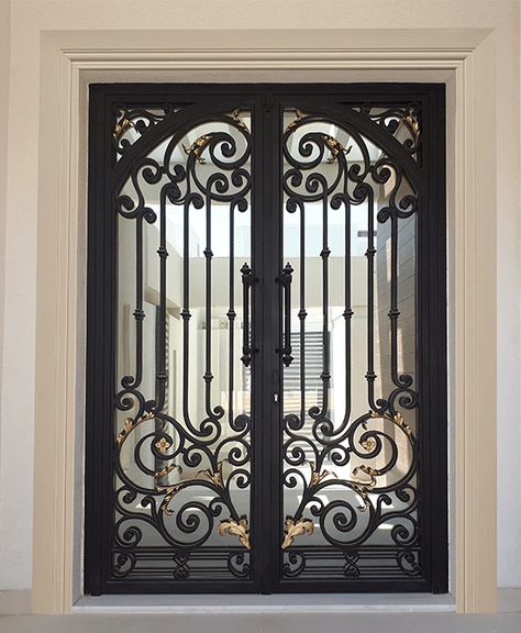 FH Residence Modern Steel Gate Design, درابزين السلم, Wrought Iron Front Door, Window Grill Design Modern, Iron Front Door, Grill Gate Design, Iron Entry Doors, Metal Doors Design, Iron Door Design