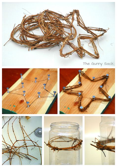 DIY Grapevine Snowflake Ornaments | The Gunny Sack Grapevine Crafts, Vine Weaving, Willow Structures, Nature Diary, Vine Wreaths, Grapevine Tree, Martha Stewart Paint, Grapevine Christmas, Twig Crafts