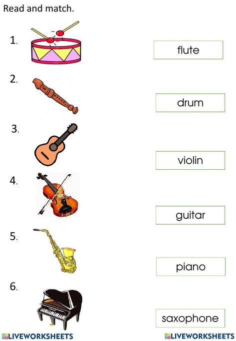 Musical instruments online exercise for grade 3 Musical Instrument Worksheet, Music Worksheets For Kids Printables, Music Lessons For Kids, Music Worksheets, Science Worksheets, Vocabulary Worksheets, Free Printable Worksheets, School Subjects, Grade 3