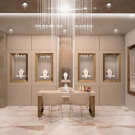 Jewelry Shop Display, Jewelry Store Interior, Luxury Jewelry Store, Spa Room Decor, Jewellery Shop Design, Jewelry Store Design, Interior Design Renderings, Store Design Boutique, Washbasin Design