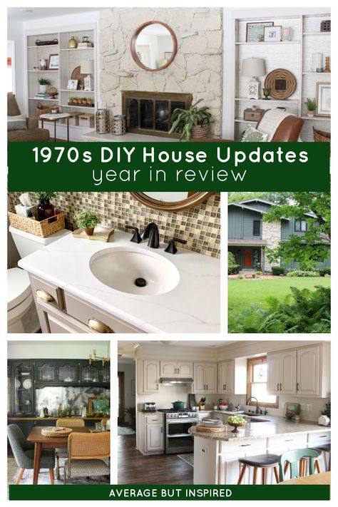 My 1970s Home Updates: A Year of Paint Makeovers in 2020 - Average But Inspired 1990 Ranch House Remodel, Update 1970s Home, Updating A 1970s Home, Updating 1970s House, Limewashed Fireplace, 70s House Update, 1970s Remodel, Riposo Beige Limewash, Limewash Stone Fireplace