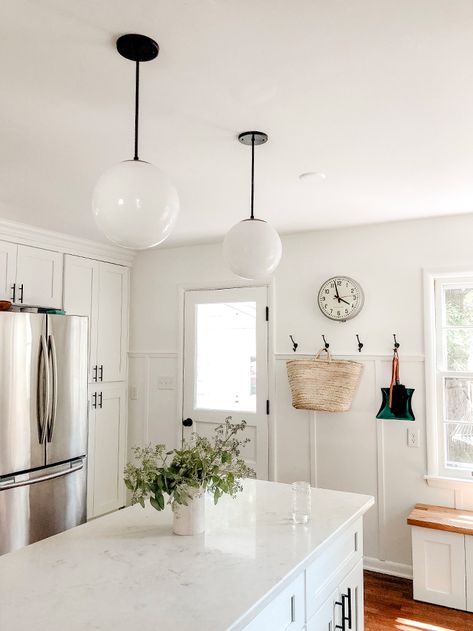 Chelsea Mohrman's Midwest Home Tour | The Everygirl Salinas White Granite, Cap Cod Style Homes, Open White Kitchen, Baking Station, Samsung Home, Smart Fridge, Cabinets Makeover, Counter Depth Refrigerator, Shared Room