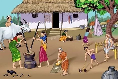 Haryana Culture Images, Tamil Nadu Culture, Tamil Art Culture, Bangladesh Village, Thai Pongal, Restaurant Design Rustic, Pongal Wishes, Village Illustration, Tamil Culture