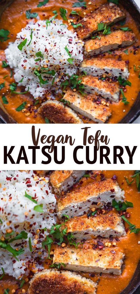 Tofu Katsu Curry, Vegan Katsu Curry, Tofu Katsu, Vegetarian Gourmet, Tofu Curry, Katsu Curry, Healthy Vegan Recipes, Tempeh Recipes, Tomato Curry