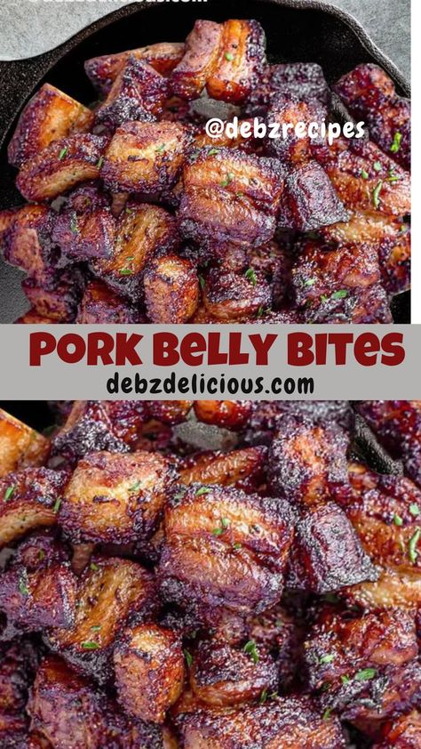 pork bites, sticky pork belly bites, boneless pork bites, crispy pork bites, garlic pork bites Bbq Pork Bites, Cubed Garlic Pork Bites, Pork Belly Leftover Recipes, Pork Cubes Recipes, Garlic Pork Bites, Sticky Pork Belly Bites, Pork Bellies, Sticky Pork Belly, Pork Cubes