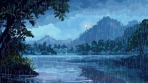 Pixel art river landscape illustration | AI-generated image Pixel Art Scenery, Pixel Landscape, River Landscape, Landscape Illustration, Pixel Art, Graphic Resources, Paradise, Illustration Art, Energy