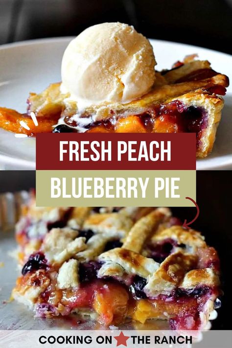 This is a recipe for a fresh peach blueberry pie with a homemade butter pie crust (Pate Brisee). Fresh fruit, a little bit of spice and you’ve got a beautiful fresh peach pie. A delicious peach recipe to use up those Summer Palisade peaches. Blueberry Peach Pie, Peach Blueberry Pie, Peach Crumble Pie, Peach Blueberry Cobbler, Fresh Cherry Pie, Butter Pie Crust, Fresh Peach Pie, Family Breakfast Recipes, How To Peel Peaches