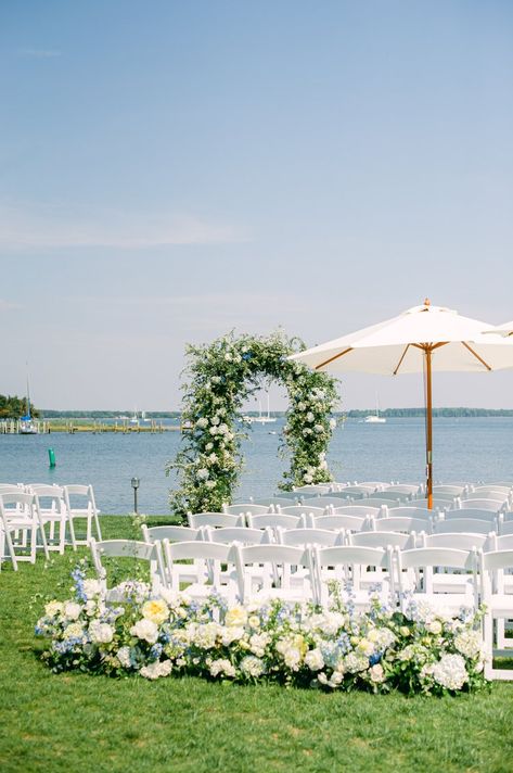 Inn At Perry Cabin, Pastel Blue Wedding, Wedding Floral Arch, Blooming Branches, Small Beach Weddings, Eastern Shore Wedding, Annapolis Wedding, Floral Arch Wedding, Spring Garden Party