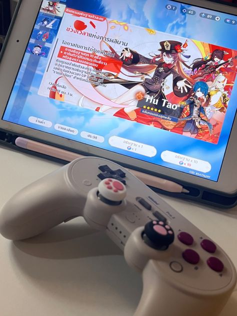 Playing Genshin Impact Aesthetic, Playing Videogame Aesthetic, Playing Genshin, Genshin Aesthetic, Nintendo Switch System, Japanese Video Games, Soft Pink Theme, Ipad Kids, Travel Pictures Poses