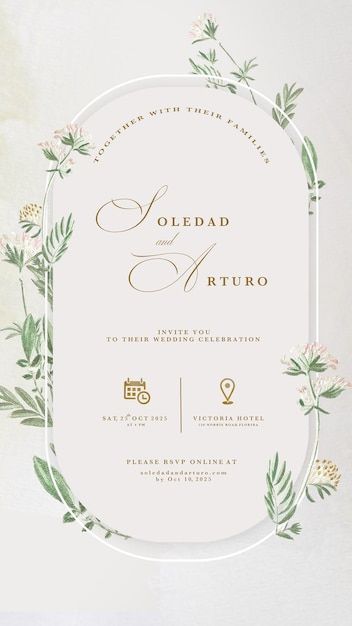 Alf1an | Freepik Premium Wedding Cards, Minimalistic Wedding Invite, Weeding Inventions Card Digital, Wedding Invitation Digital Design, Digital Invitations Wedding Design, Online Wedding Invitations Design, Wedding Digital Invitations, Wedding Card Digital, Wedding Card Ideas