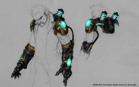 Steampunk Oc Art, Gauntlets Design, Gauntlets Concept Art, Artificer Armorer, Fantasy Technology, Steampunk Items, Alien Character, Magic Items, Arte Robot