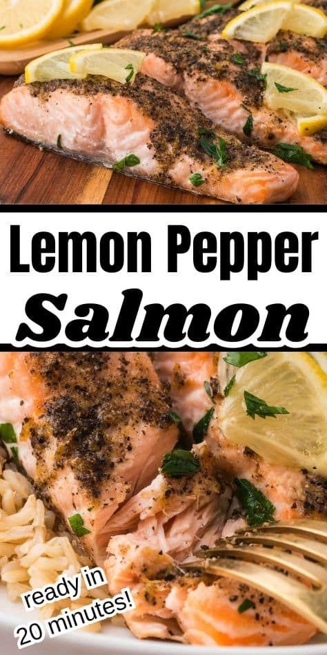 Salmon filets topped with lemon pepper seasoning mixture. Salmon With Skin, Baked Bacon Wrapped Chicken, Chicken And Vegetable Bake, Baked Chicken Cutlets, Lemon Pepper Salmon, Lemon Seasoning, Chicken Meatloaf, Salmon Steak, Lemon Salmon