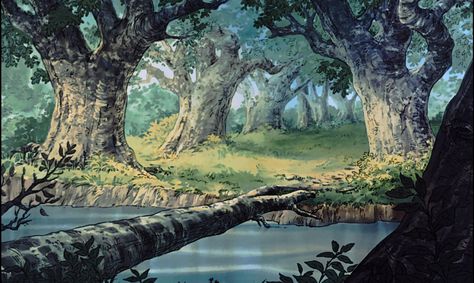 Robin Hood Background Artwork Robin Hood 1973, Disney Robin Hood, Disney Backgrounds, Robin Hood Disney, Sherwood Forest, Disney Background, Tinta China, Walt Disney Animation, Old Disney