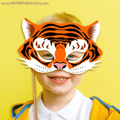 Halloween Costume Animal, Savanna Animals, Mask Printable, Carnival Crafts, Animal Halloween Costumes, Tiger Costume, Tiger Mask, Printable Masks, Jungle Safari Party