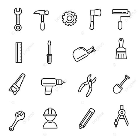 Tool Logo Design, Tools Clipart, Tool Logo, Tattoo Line, Embroidery Tools, Simple Icon, Work Tools, Design Tools, Art Drawings For Kids