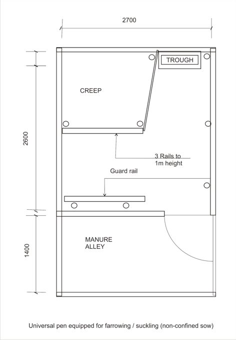 Universal pen equipped for farrowing / suckling (non-confined sow) Pig Pen Layout, Farrowing Pen, Pig Pen Design, Farrowing Pen Pigs Diy, Pig Farrowing Pen, Raising Pigs For Meat Small Farm, Pig Farrowing, Mini Pig Outdoor Pen, Farm Resort