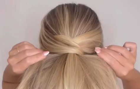 Criss-Cross Ponytail Trick Ponytail Trick, Fancy Ponytail, Face Framing Hair, Growing Out Bangs, Thanksgiving Hair, Ponytail Tutorial, Dove Pictures, Ponytail Updo, Long Hair Ponytail