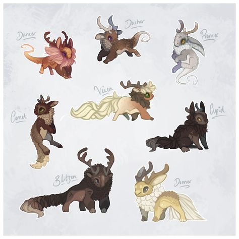 Bunny Sketches, Sea Creatures Art, Santa's Reindeer, Im Obsessed, Dragon Artwork Fantasy, Creature Artwork, Cute Fantasy Creatures, Fairy Tale Characters, Concept Art Character