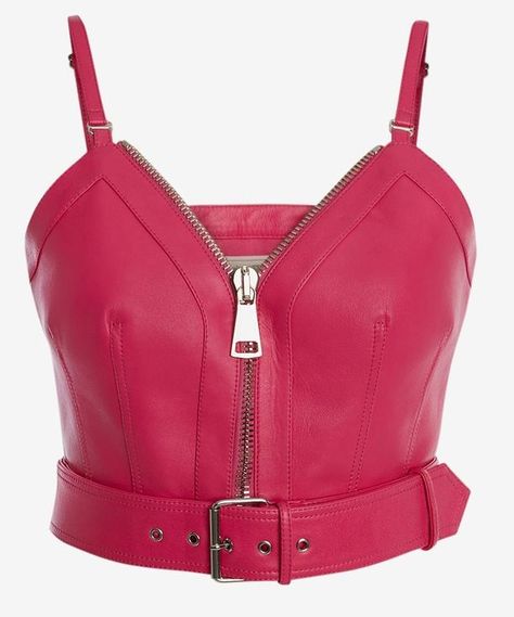 Pink Leather Corset, Pink Alexander Mcqueen, Wrestling Clothes, Leather Corset Top, Png Clothes, Leather Crop Top, Iconic Fashion, Leather Corset, Dresses Ideas