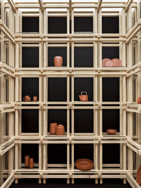 Christopher Jenner, Yixing, installation view at H+, 2017 Ceramic Homeware, Tea Room Design, Concept Stores, Shop Displays, Ceiling Panel, Retail Displays, Old Pottery, Shop Windows, Store Windows