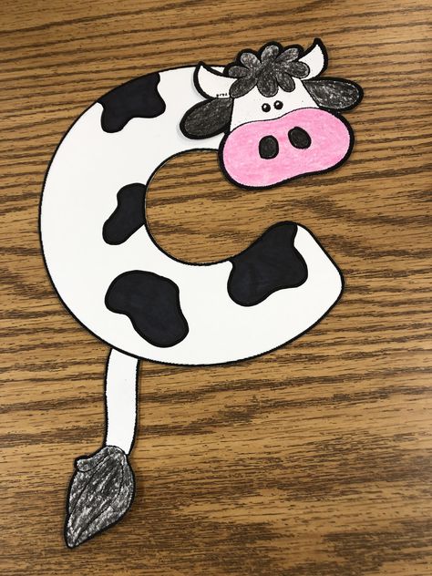 C Is For Cow Craft, C For Cow Craft, Letter C Animal Craft, Farm Theme Letter Activities, Hippo Letter H Craft, Letter C Activities For Preschool, C Is For Cow, Farm Animal Alphabet Letters, Letter Animals