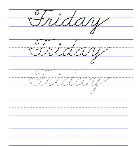 Handwriting for Kids - Cursive - Day of the Week - Friday Cursive Writing For Kids, Spanish Worksheets, Alphabet Writing, Cursive Handwriting, Smarty Pants, Multiplication And Division, Cursive Writing, Writing Worksheets, Handwriting Practice