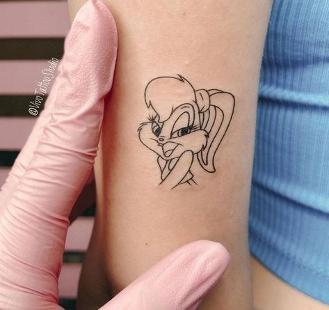 . ｡ *ﾟ+ . ✧.*  . ｡ ♡ ﾟ+ beautiful Minimal Tattoo Girl, Small Cartoon Tattoos, 2003 Tattoo, Matching Tattoos For Couples, Feminine Tattoo Ideas, Cartoon Tattoo Ideas, Couple Tattoo Ideas, Barbie Tattoo, Tattoos For Couples