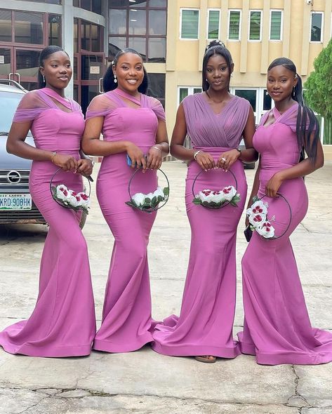 We have all agreed Queen Rita is our sister abi? And this wedding is our wedding, so we are readyyyy ❤️ 📸 @nufxmedia @poshesteb… | Instagram Flared Bridesmaid Dresses, Silk Bridesmaid Dress, Latest Bridesmaid Dresses, Silk Bridesmaid Dresses, African Bridesmaid Dresses, Satin Silk Dress, Bridesmaid Satin, Lilac Bridesmaid Dresses, Bridesmaid Dresses Boho