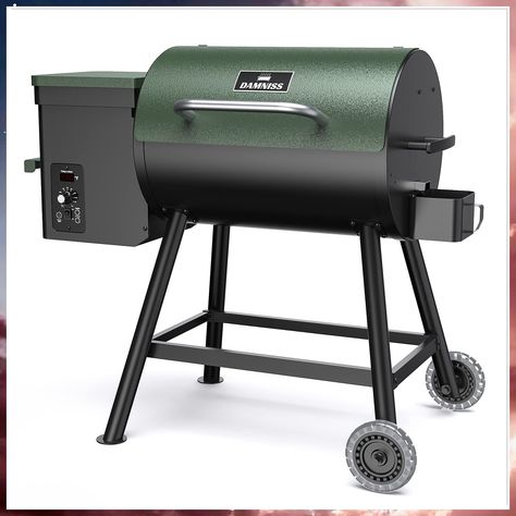 DAMNISS Wood Pellet Grill & Smoker 8-in-1 Multifunctional BBQ Grill with Automatic Temperature Control, for Outdoor Cooking Smoke, Bake and Roast Area 456 sq.In.Green Portable Bbq Grill, Best Smoker, Pellet Grills Smokers, Pellet Smoker, Pellet Smokers, Portable Bbq, Wood Pellet Grills, Seared Steak, Smoked Ribs