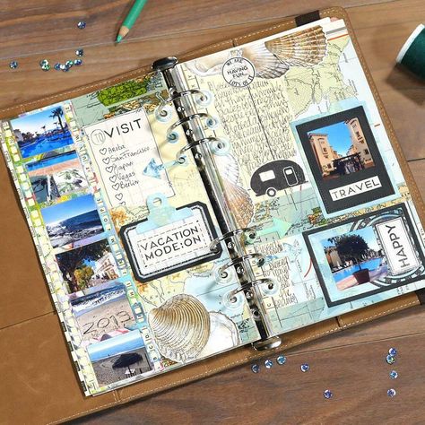 travel journal idea Ide Scrapbook, Ide Jurnal, Travel Journal Cover, Travel Journal Scrapbook, Summer Book, Diy Travel Journal, Buch Design, Journal Idea, Summer Scrapbook